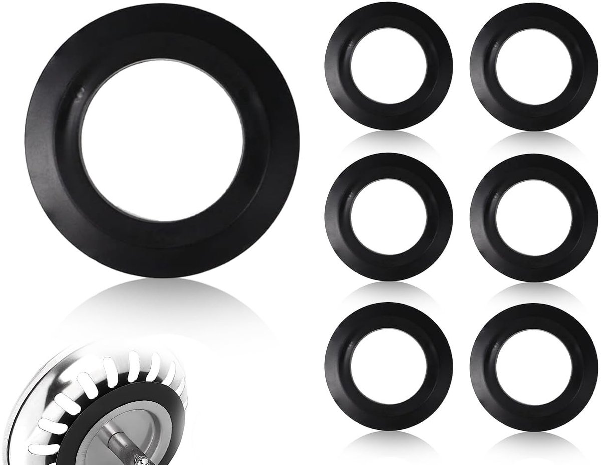 ONF3 - Gootsteen Stopper - Vervangingsrubber - Ideaal voor Afdichting - Zwart - Gootsteen Afdichtingen - Vervangingsonderdeel voor Zeefkorf - Ge...