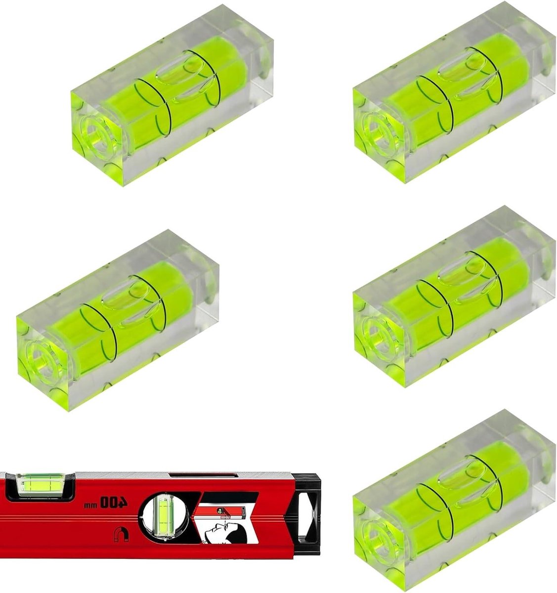 Mini Waterpas - Klein Niveau - Precisie Stellen - Hoge Nauwkeurigheid - 5 Stuks - Transparant