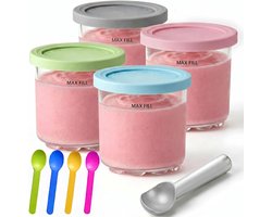 IJsbekerset - Creami Pint-bekers en deksels voor Ninja - 4-delige set ijsbekers -potten en -emmers - Compatibel met de NC299AMZ en NC300s serie ijsmachine-accessoires.