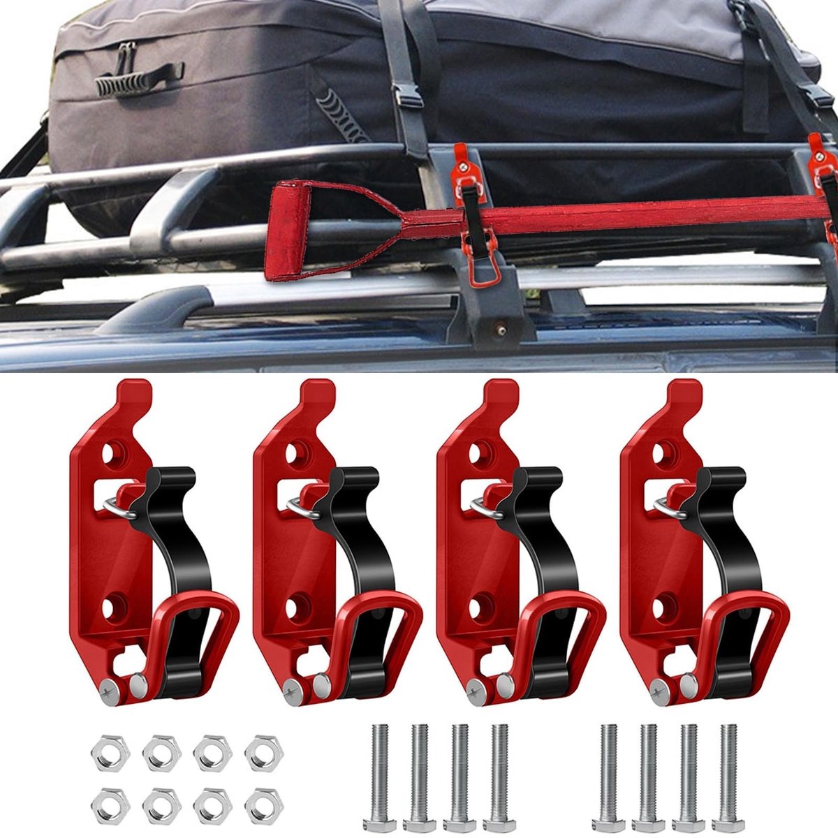 aladdien - Schephouders - 4 stuks - Robuuste zinklegering - Rood - Vrachtwagen en auto accessoires - Ideaal voor offroad gebruik - Geschikt voor bij..