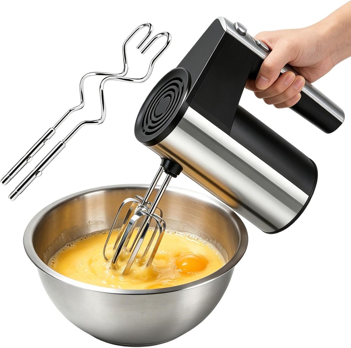 Elektrische Handmixer - Keukenhulp - Beslag Maken - 5 Snelheden - 19 cm - Wit