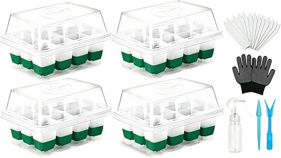Zaailing Kweekbakken - Planten Startbakken - Binnen Tuinieren - Verstelbare Vochtdeksels - 14 x 15 x 14 cm - Groen