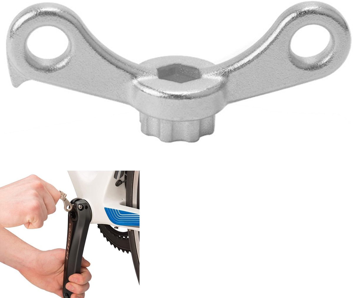 aladdien - Fietsslinger demontagegereedschap - Fiets cranktrekker - 2-in-1 zwengelset - Zilver - Fietsreparatiegereedschap - Duurzaam koolstofstaal ..
