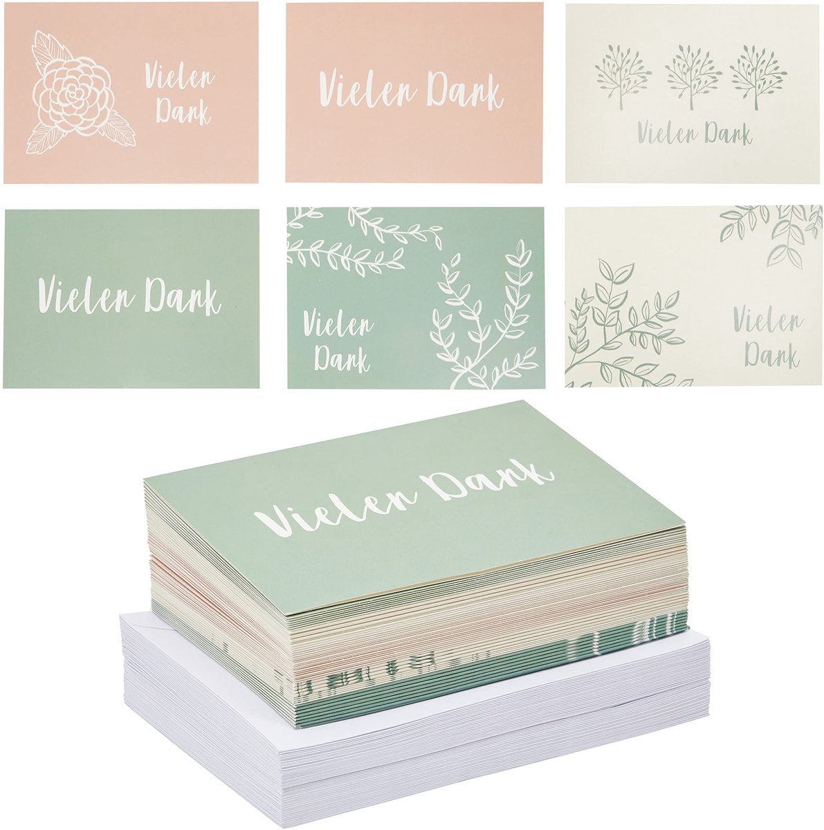 aladdien Bedankkaarten Wenskaarten met bloemenpatronen 48 stuks voor persoonlijke berichten A6 Pastelkleuren Ideaal voor verjaardagen
