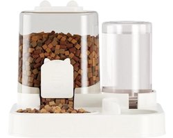 Automatische Voerbak - Voer Dispenser - Gezonde Voeding Stimuleren - Scheiding Nat Droog - Grote Capaciteit - Wit