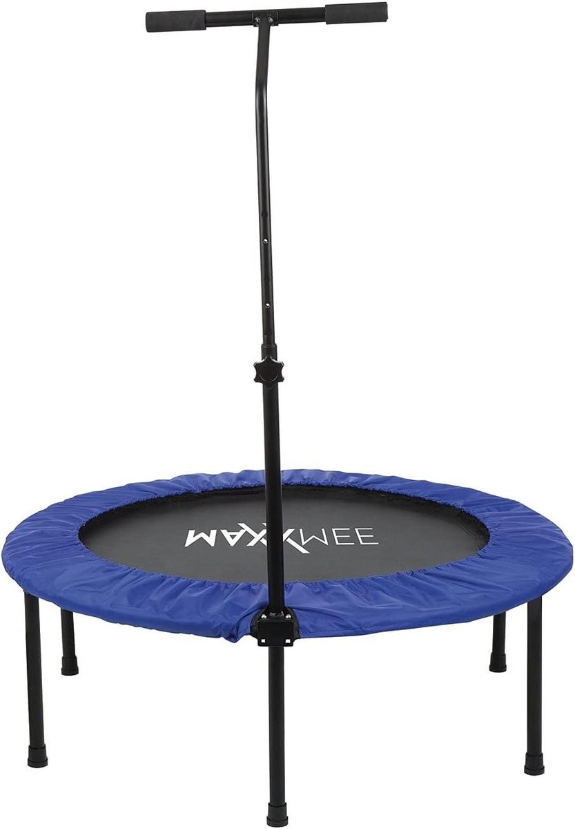 Fitness trampoline - Indoor springkussen - Thuis sporten - In hoogte verstelbaar - 100 kg belastbaar - Blauw zwart