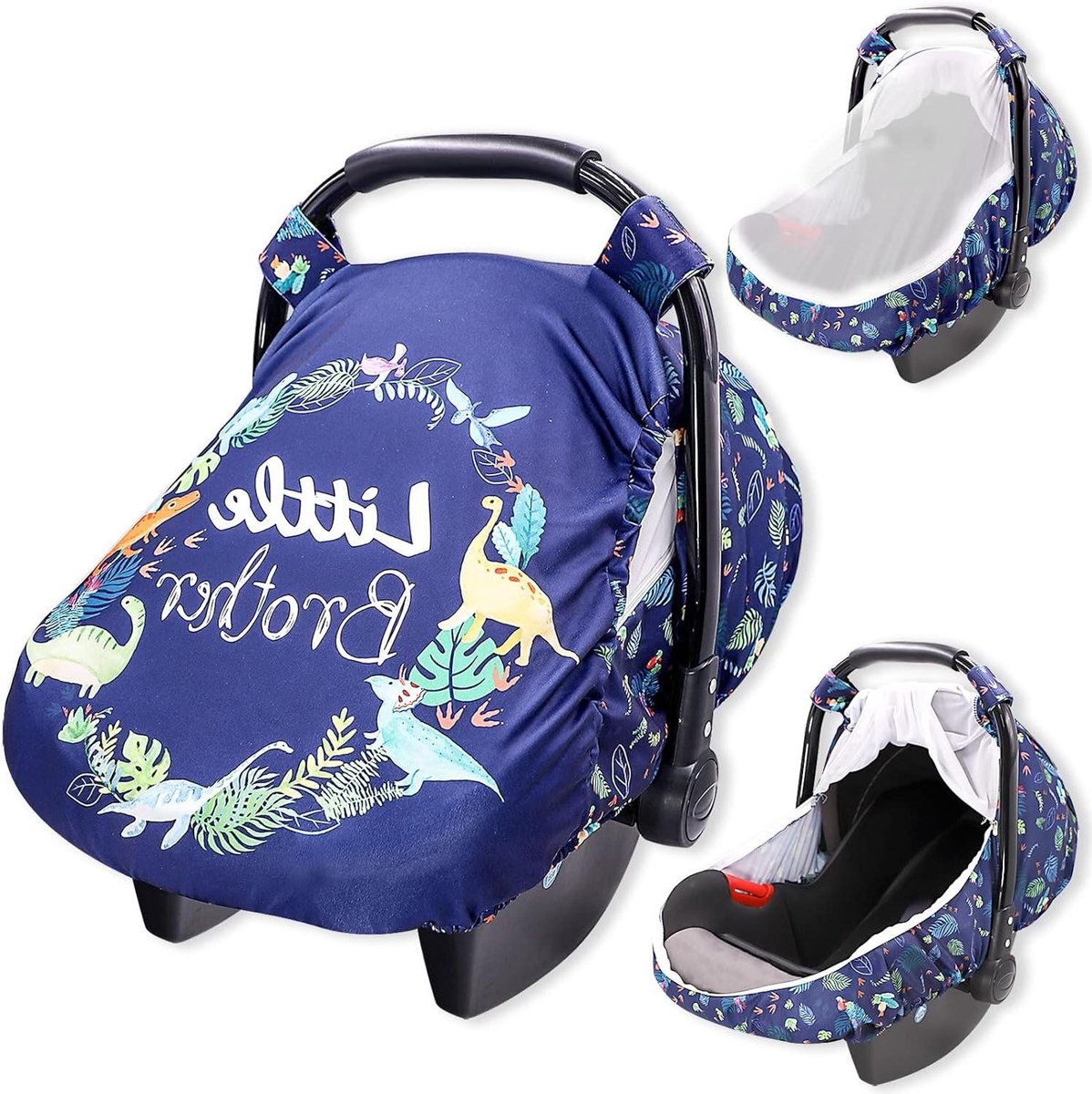 Autostoelhoes Baby - Kinderwagenhoes Draagzak - Bescherming Onderweg - Ademend Mesh - 20 x 19 x 6 cm - Dinosaurus