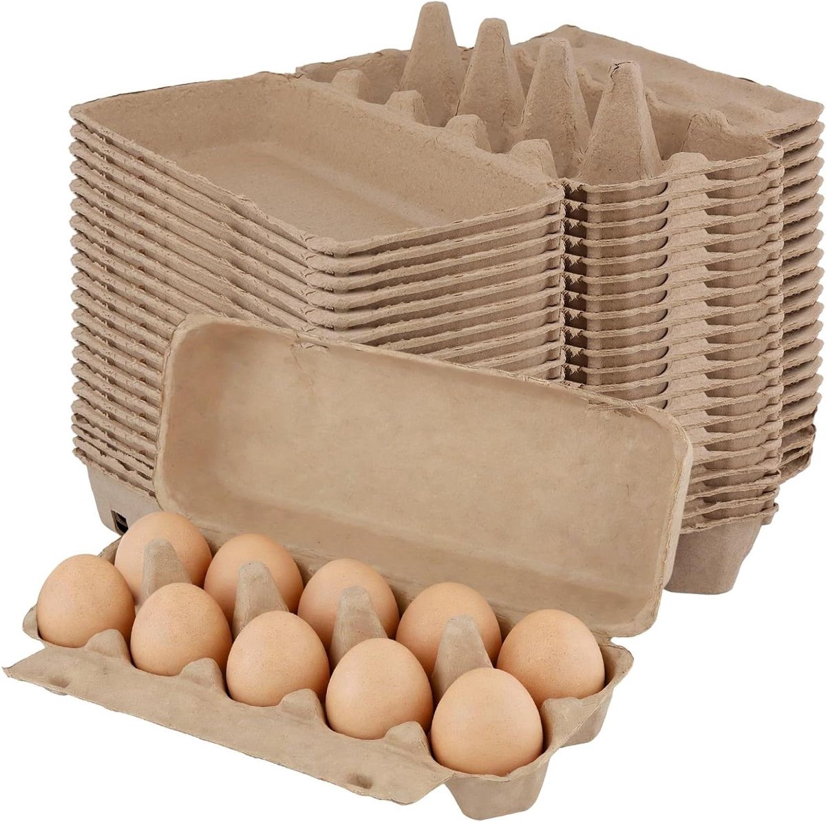 Eierdozen Karton - Opbergdozen Eieren - Eieren Bewaren - Stapelbaar Ontwerp - 30 Stuks - Bruin