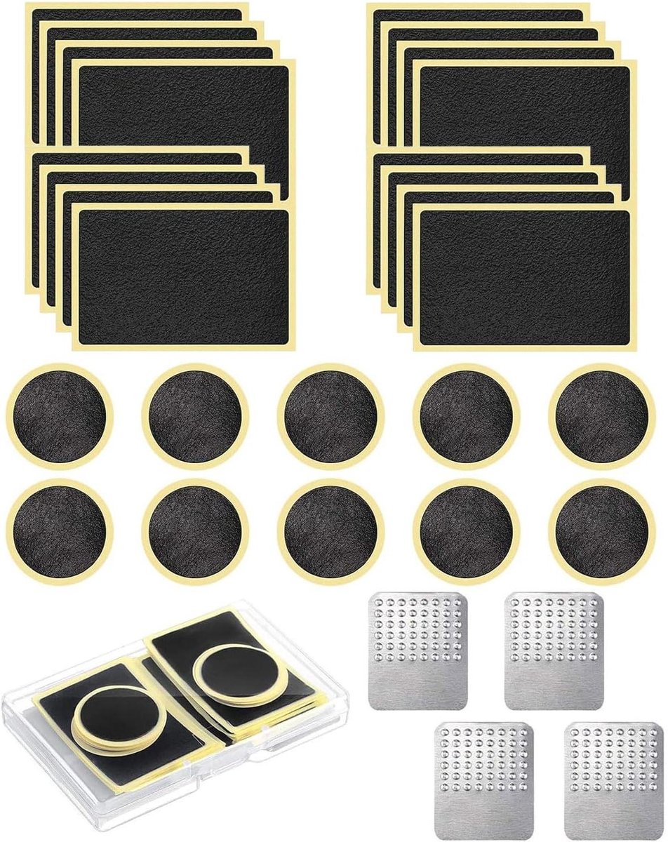 Fietsband reparatieset - Bandenplak set - Snelle banden reparatie - Zonder lijm - 28 delig - Zwart