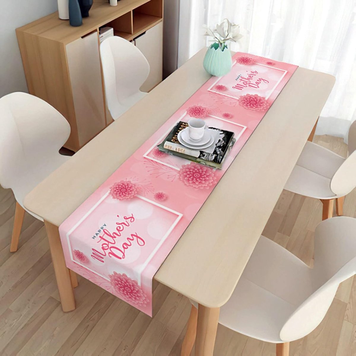 Tafelloper - Tafeldecoratie - Feestelijke Tafel - Herbruikbaar Linnen - 200 x 33 cm - Roze