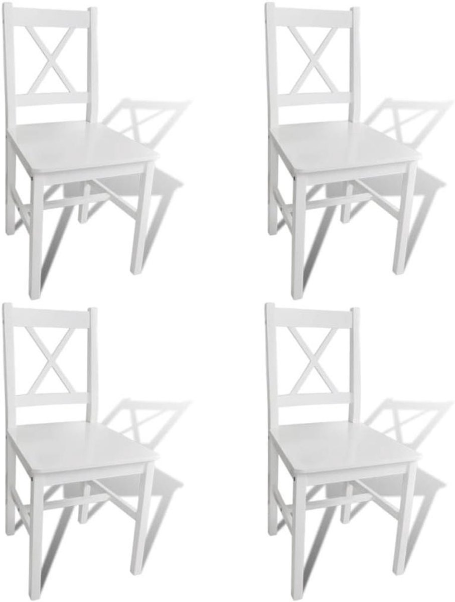 Eetkamerstoelen Set - Keukenstoelen Hout - Modern Wonen - Massief Grenenhout - 415 x 455 cm - Wit Bruin