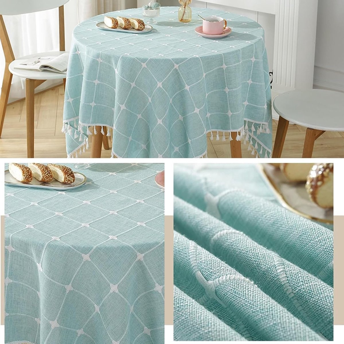 Rond Tafelkleed - Afwasbaar Kleed - Eettafel Decoreer - Vlekbestendig Design - 280 cm - Cyaan