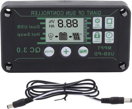 Solar Laadregelaar - MPPT Controller - Energie Management - Automatische Focusladen - 30A - Zwart