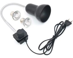 Warmtelamp Reptielen - Zonnespot Houder - Gezonde Botgroei - Verbeterde Reflector - 25 Watt - Zwart