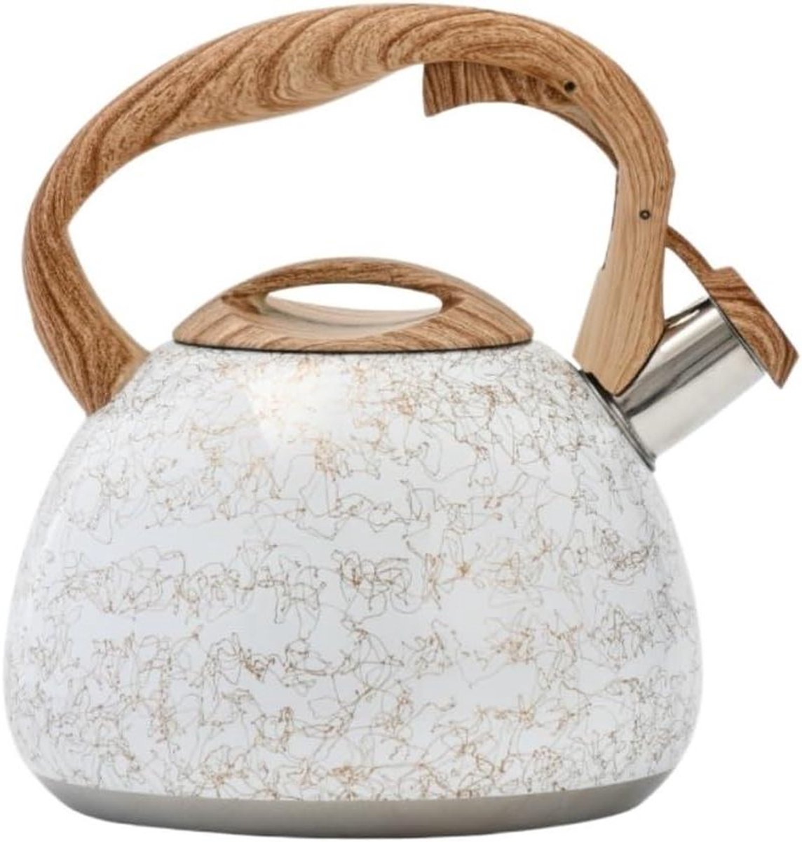 Waterketel Fluitketel - Theepot Fornuis - Water Koken - Automatisch Fluit Signaal - 3 Liter - Beige