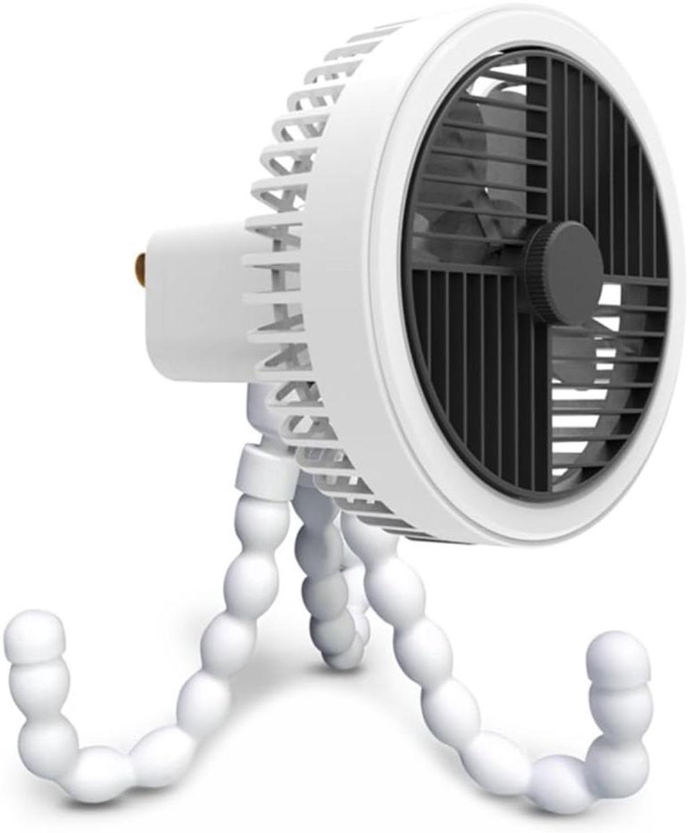 Draagbare Ventilator - Oplaadbare Fan - Koel Blijven - Flexibele Statief - 13.7cm - Wit