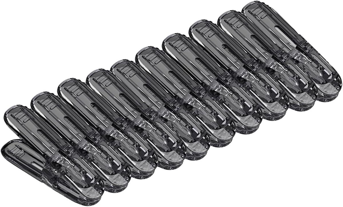 Kledingclips - Wasknijpers - Kleding Drogen - Versterkte Grip - 10 stuks - Transparant grijs