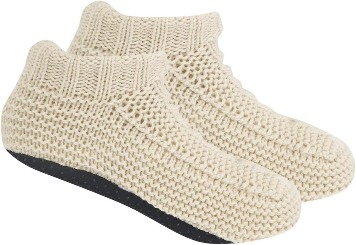 Thermo Pantoffelsokken - Fleece Sokken - Thuis Ontspannen - Antislip Zolen - 120 g - Grijs