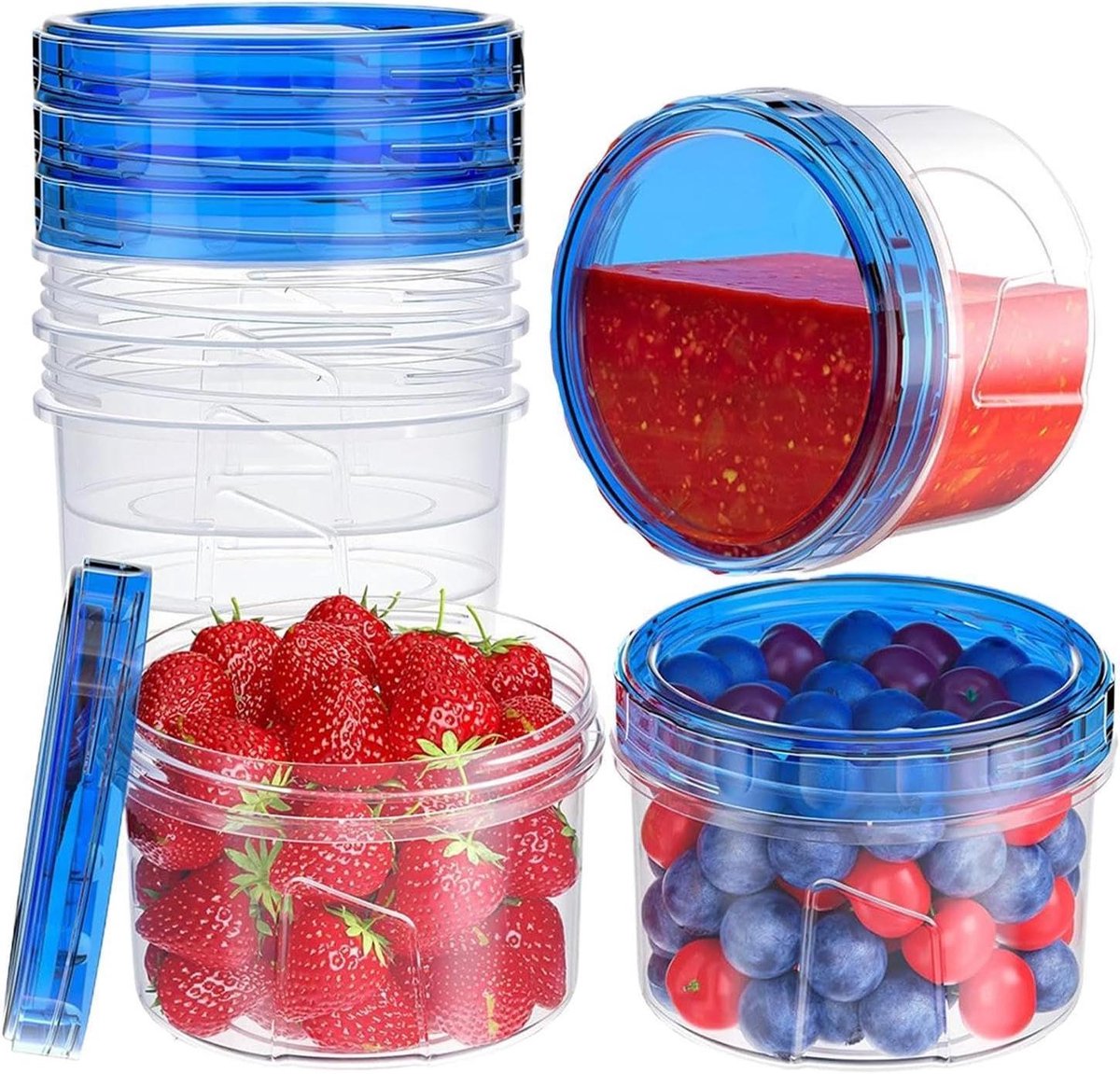 Bewaarbakjes Voedsel - Diepvriescontainers Set - Maaltijd Voorbereiding - Lekvrij En Stapelbaar - Zes Stuks 473ml - Niet Gespecificeerd