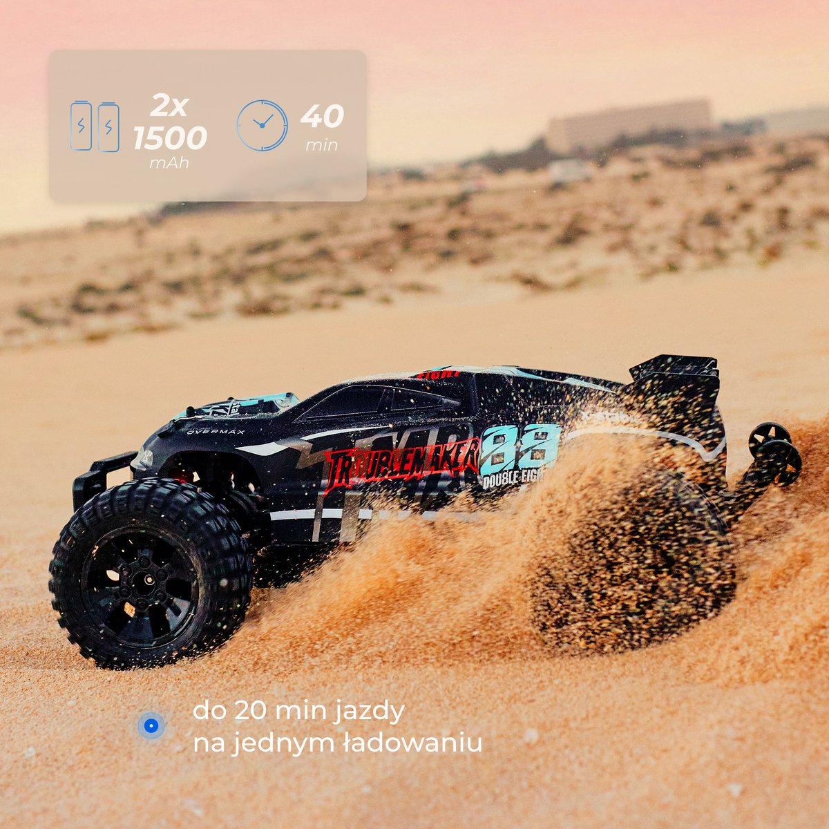 Overmax X-Stable RC auto / RC car – 35 km/h – 4x4 Monster Truck – 1:10 – metalen aandrijving – olie-schokdempers – dubbele LED verlichting – 2 accu’s (tot 40 min rijtijd) – instelbare besturing – actieve rem – offroad terrein model - Bestuurbare Auto — afbeelding 17