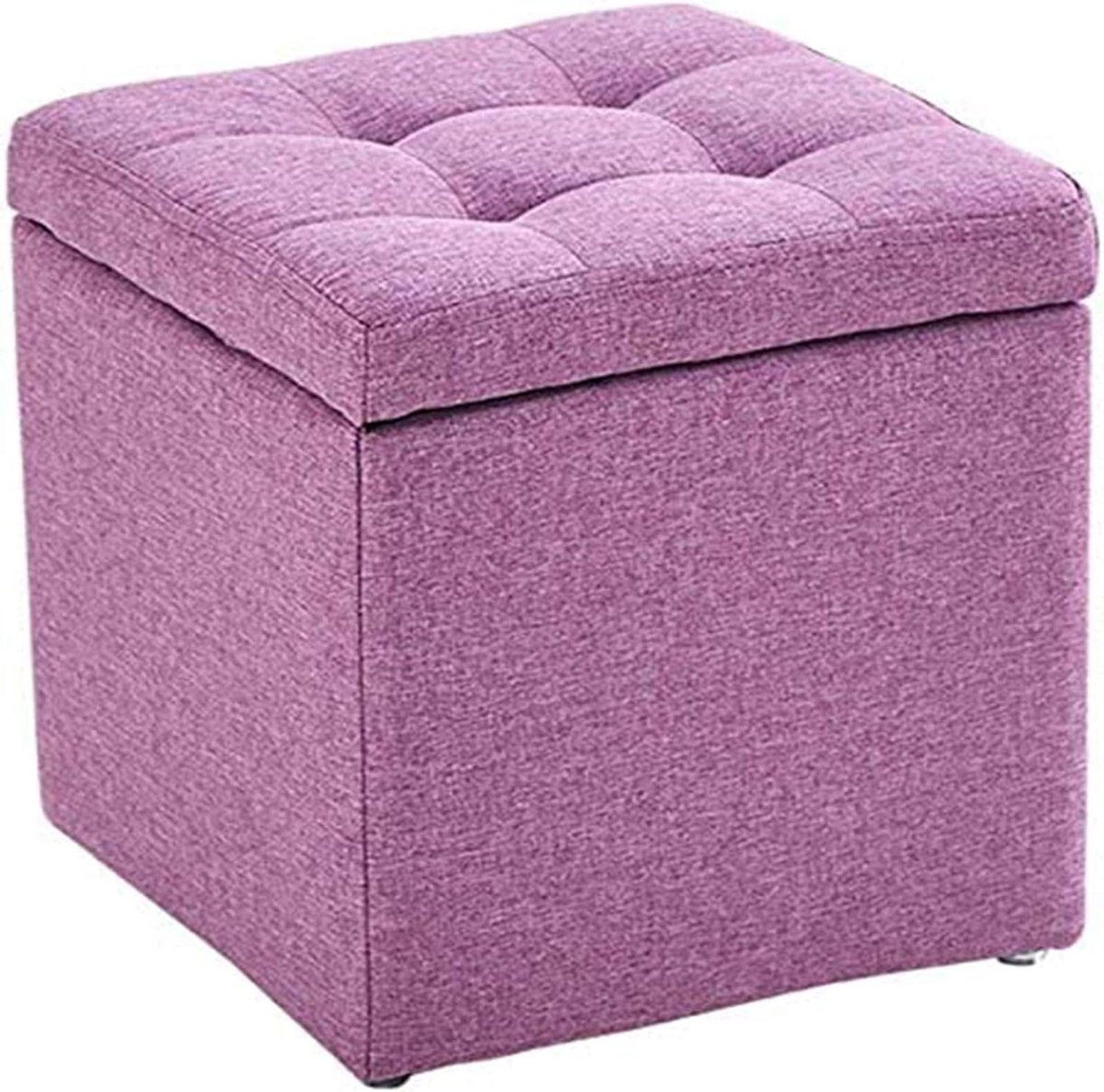 Opbergkruk Ottomaans - Poef Zetel - Ruimte Organiseren - Massief Houten Frame - 30x30x35cm - Paars