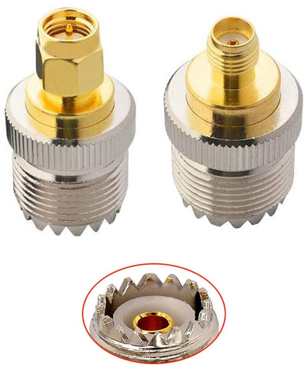SPHProducts - Coaxial Adapter Set - SMA Male Female naar UHF Female SO-239 - 2 Stuks - RF verbinding - Adapter set voor antenne - Geschikt voor radio -...