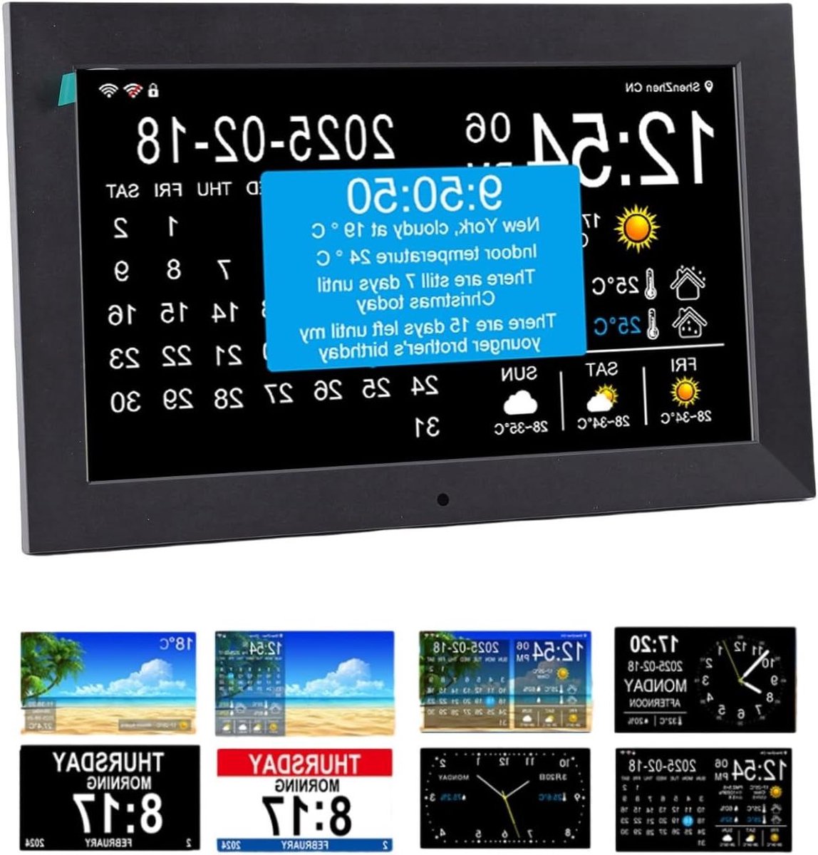Digitale Wekker - Slimme Klok - Herinneringen Instellen - Grote Letters - 10 Inch Scherm - Zwart