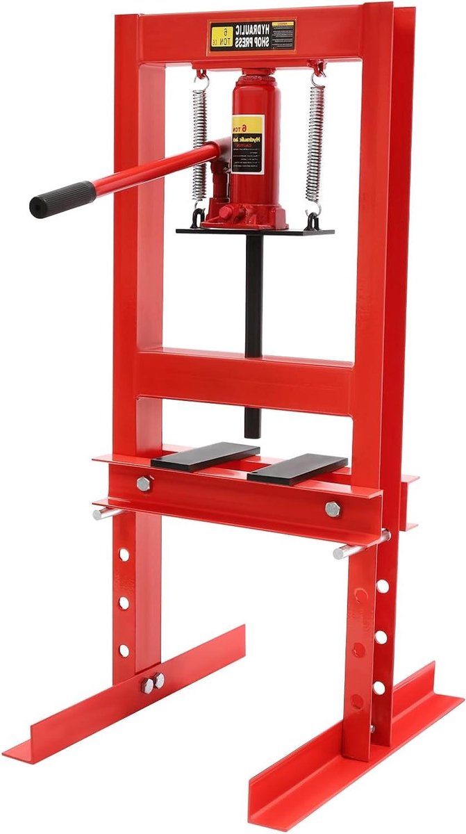 Werkplaatspers - Hydraulische pers - Onderdelen persen - 6T drukkracht - 50 x 40 x 90 cm - Rood
