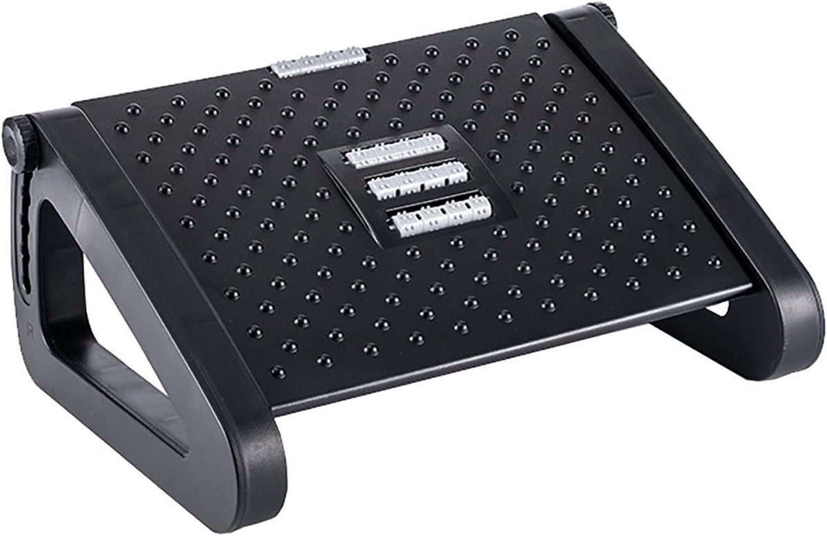 Verstelbare Voetensteun - Ondersteunende Kruk - Comfortabel Zitten - Stabiel Antislip Design - 43x30x8 cm - Zwart