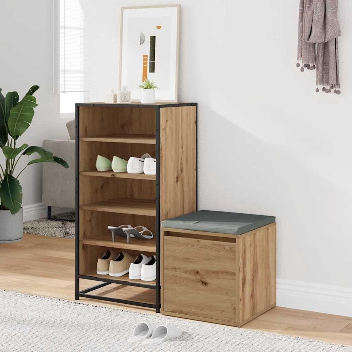 Ladebox Opbergdoos - Houten Kist - Spullen Opbergen - Met Lade - 40.5x40x40 cm - Eikenlook