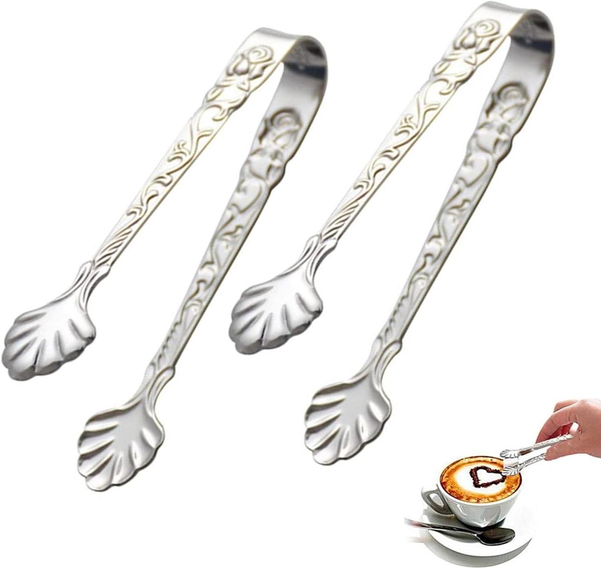 Mini Serveertangen - Keuken Tangetjes - Hapjes Serveren - U-Vorm Ontwerp - 9 cm - Zilverkleurig