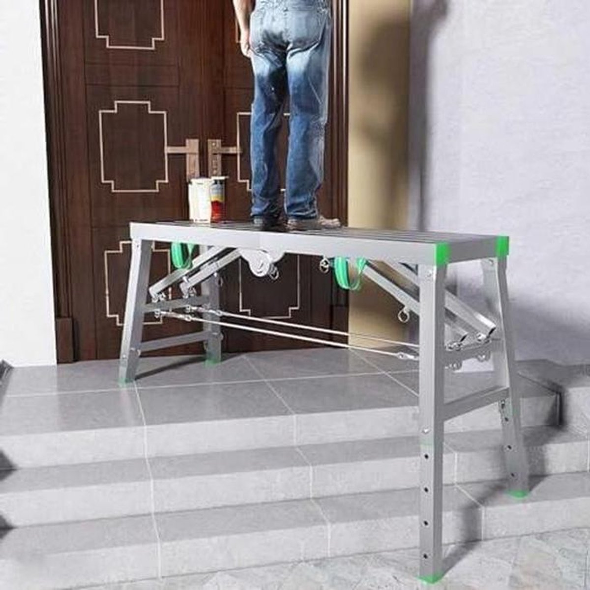 Opvouwbare steiger - Werkbank kruk - Klusjes thuis - Verstelbare hoogte - 140 x 40 cm - Metaal