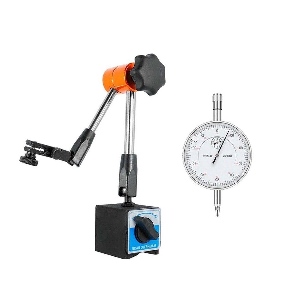 Meetklok Basis - Indicator Houder - Precisie Meten - Magnetische Bevestiging - Set van 2 - Oranje