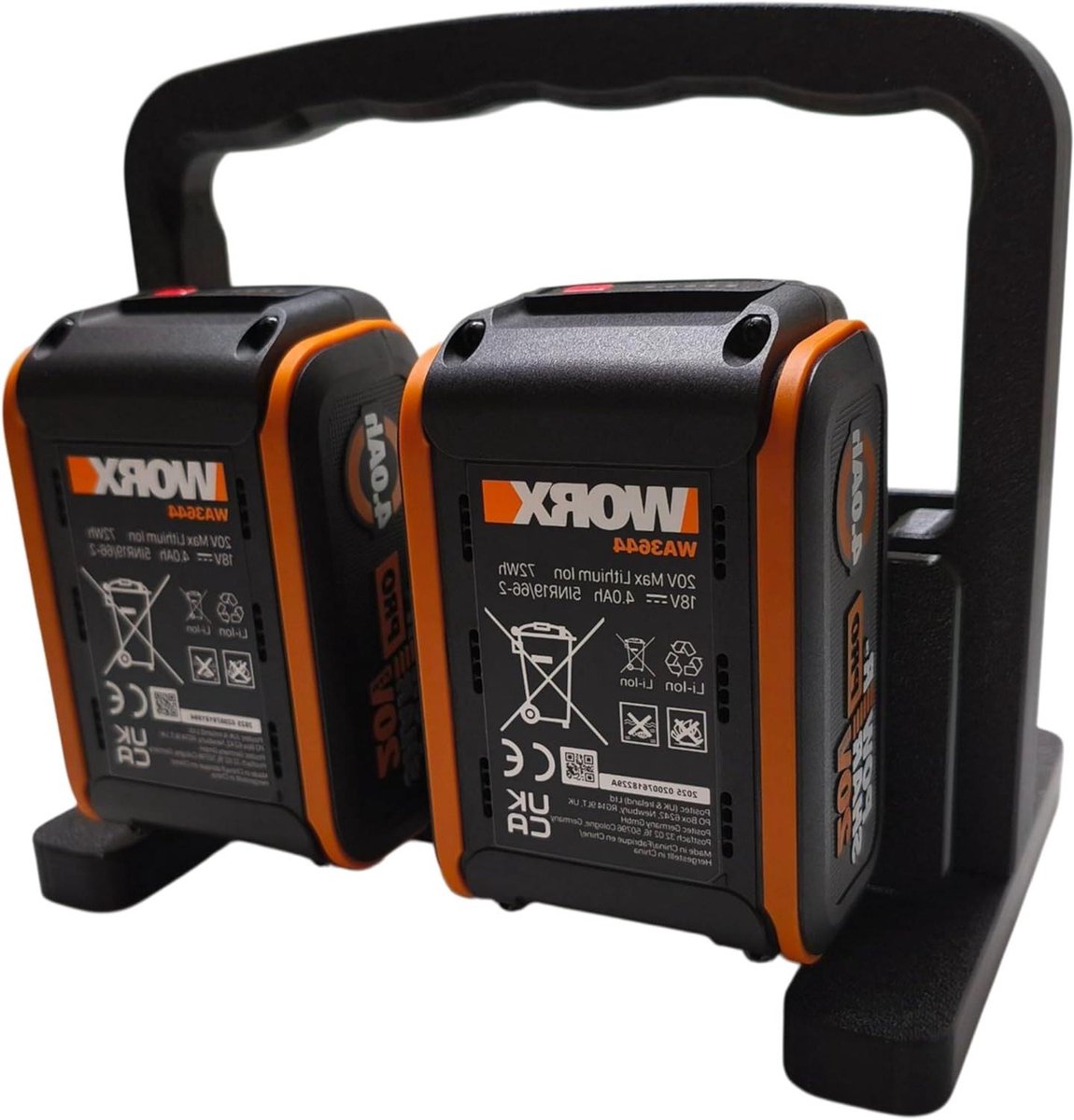 Batterijhouder - Accu Organizer - Werkplaats Opslag - Robuuste 3D Print - Voor 4 Accu's - Zwart
