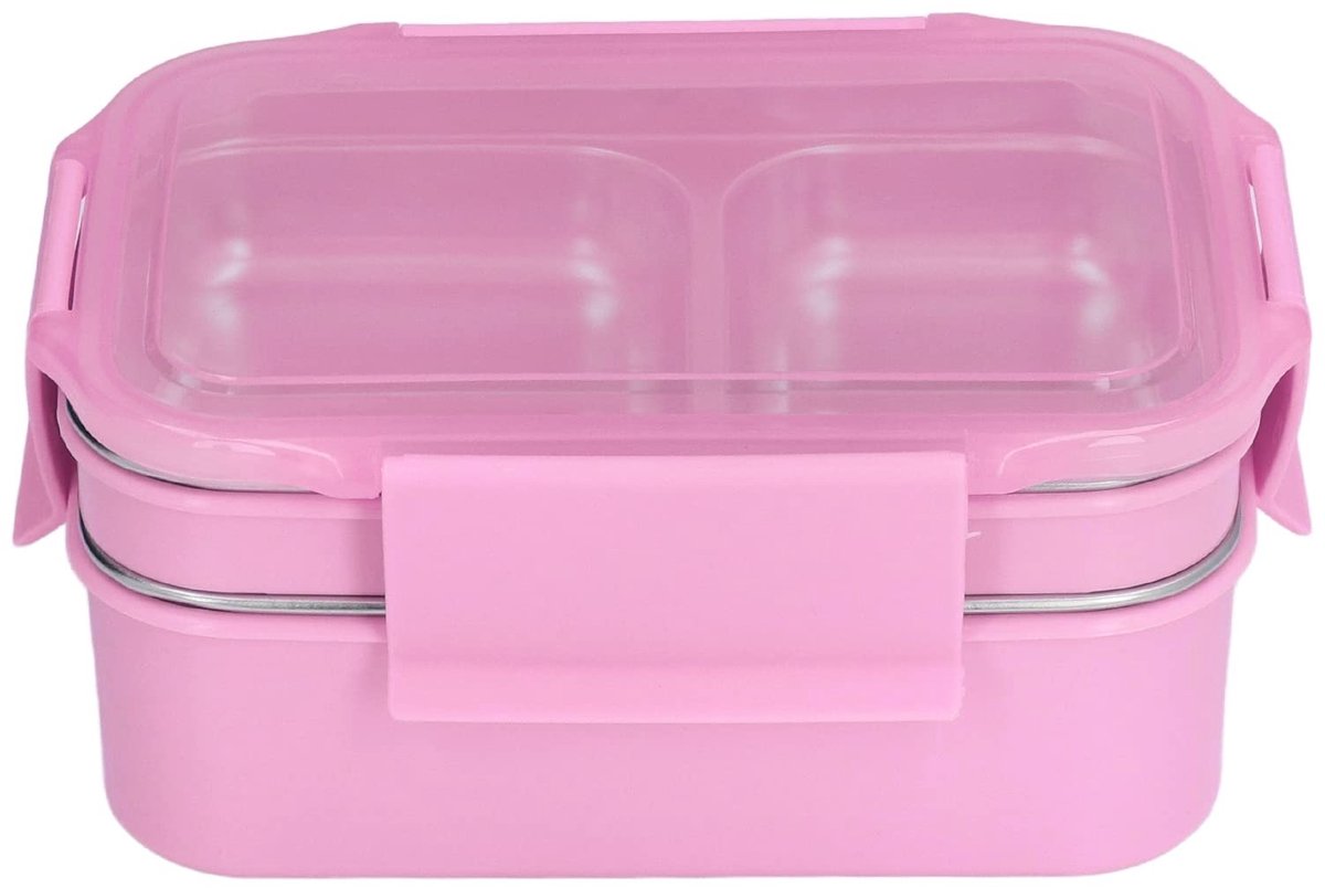 aladdien - Stapelbare Roestvrijstalen Lunchbox - Dubbellaags Geïsoleerde Bento-container - Roze - Thermisch Compartiment - Ideaal voor Kantoor en Sc..