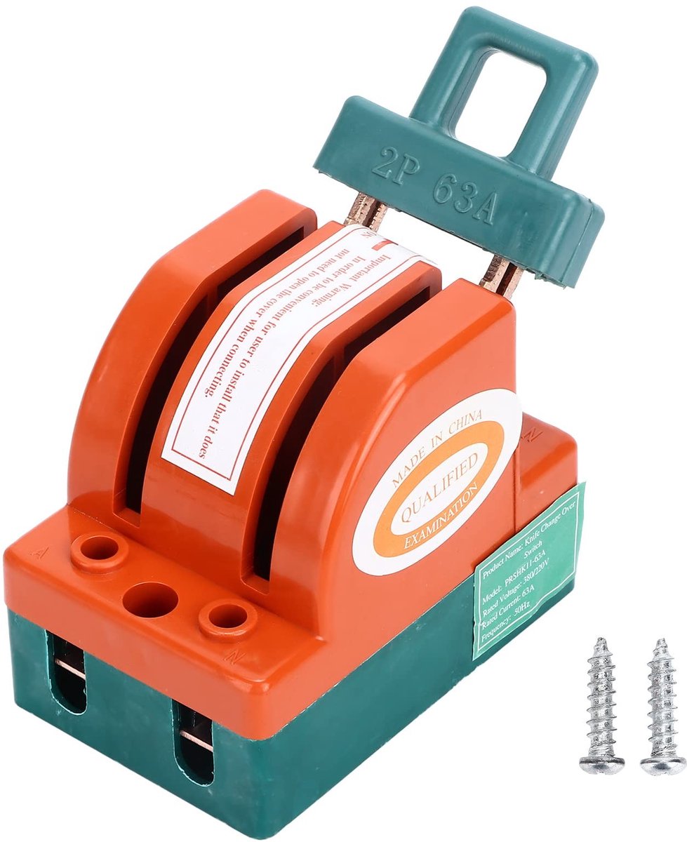 aladdien - Mesveiligheidsschakelaar - 63A AC 220V - Veiligheidsregeling - 2-polige uitvoering - Stroomonderbrekers - Geschikt voor back-upgenerators