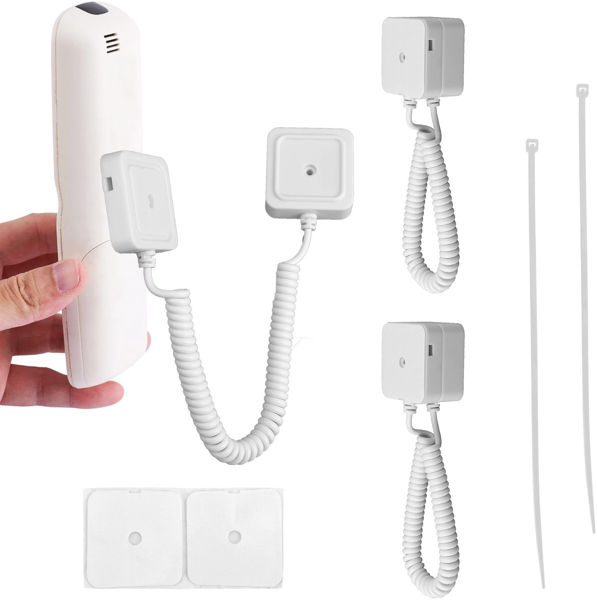 ONF3 - Afstandsbediening Houder - 2x Magnetische Houder met Veerkabels - Muurbevestiging voor Eenvoudige Toegang - Wit - Toegankelijke Oplossing...