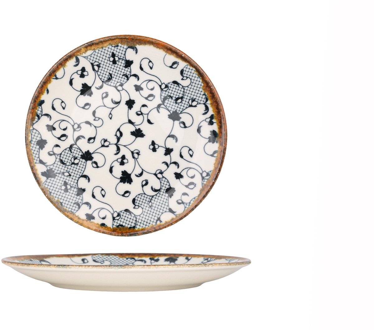 Kütahya Porselen Dinerbord - Fluer Amber - Porselein - 25 cm - set van 6
