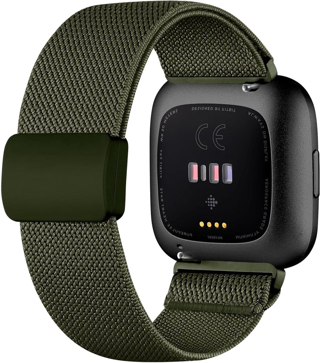Sportieve Nylon Horlogeband voor Fitbit Versa 3/4 en Sense 2 - Ademend, Verstelbaar en Comfortabel voor Mannen en Vrouwen - Groene Kleur