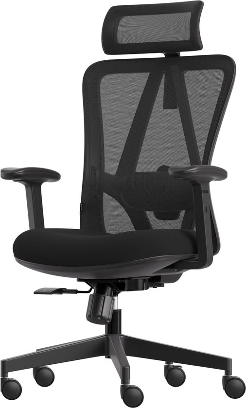 LifeGoods Ergonomische Bureaustoel - NEN1335-gecertificeerd - Gamestoel - Office Chair - Volwassenen - Kantoorstoel - Hoofdsteun - Zwart