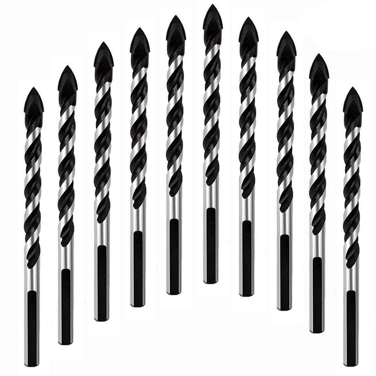 Multifunctionele boren, 10-delige 6 mm multi-materiaal boorset voor boren in tegels, glas, beton, baksteen, hout en kunststof, wolfraamcarbide getipt metselwerk boor set voor wandspiegel