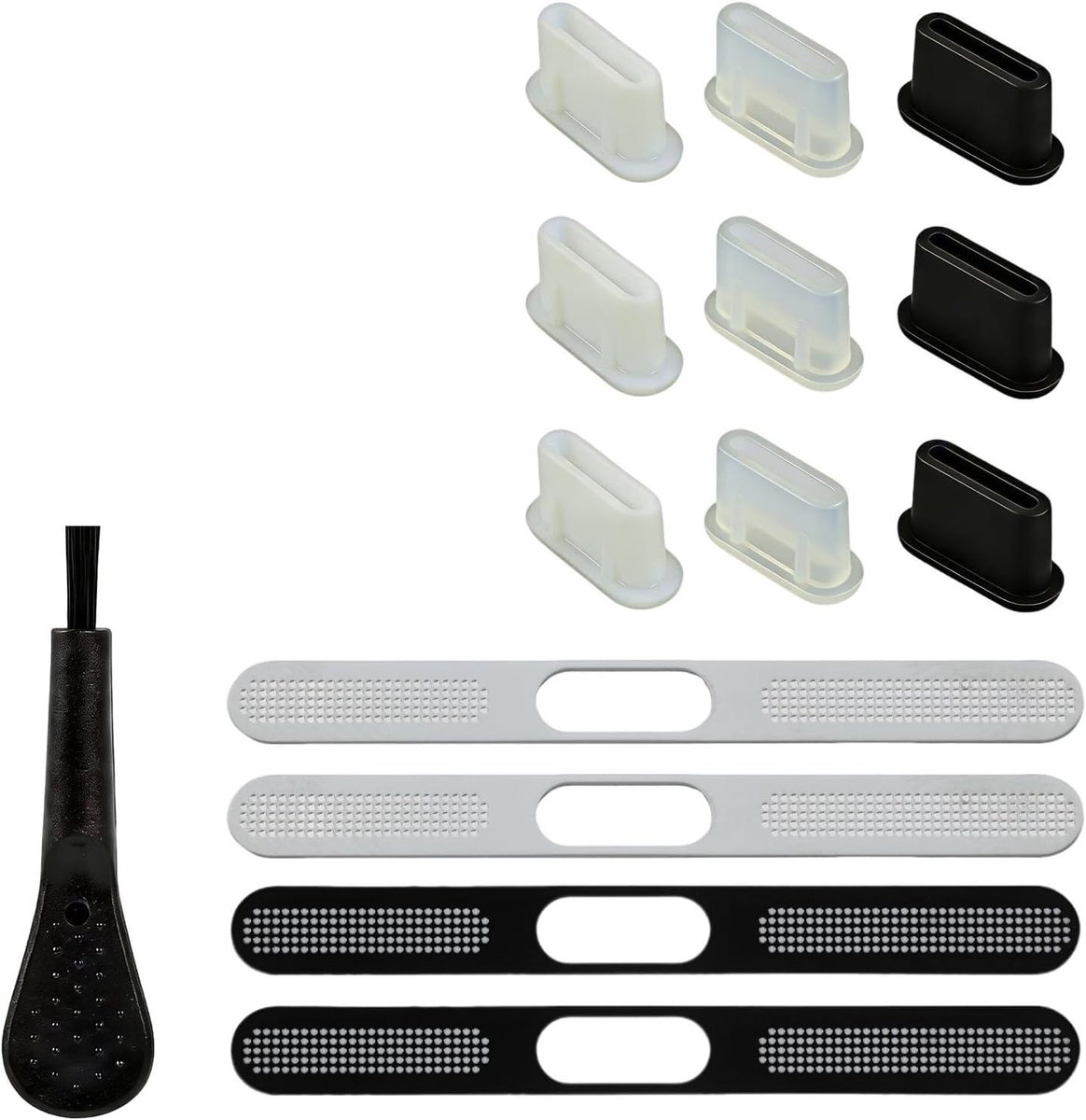 16-delige USB-C stofbeschermingsset met luidsprekerhoezen, universele bescherming voor smartphones, silicone plugs en fijn gaas voor optimale bescherming