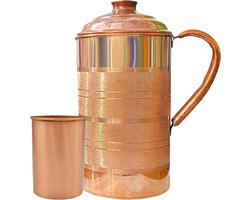 Koperen Waterkan 2 Liter met Drinkglas - Ayurvedische Set