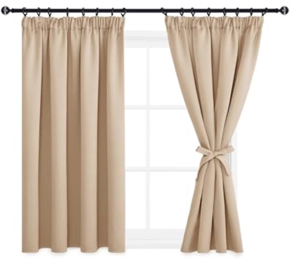 Verduisterende Gordijnen Beige 2 Stuks Dicht Zachte Stof Inclusief Banden 140x145 cm