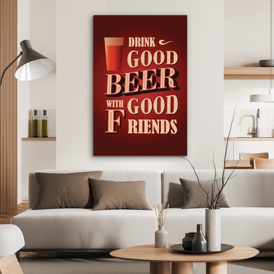 Décoration murale Métal - Peinture Aluminium Industrielle - Mancave - Bières - Vintage - Amis - 60x90 cm - Dibond - Photo sur aluminium - Décoration murale industrielle - Pour le salon / chambre