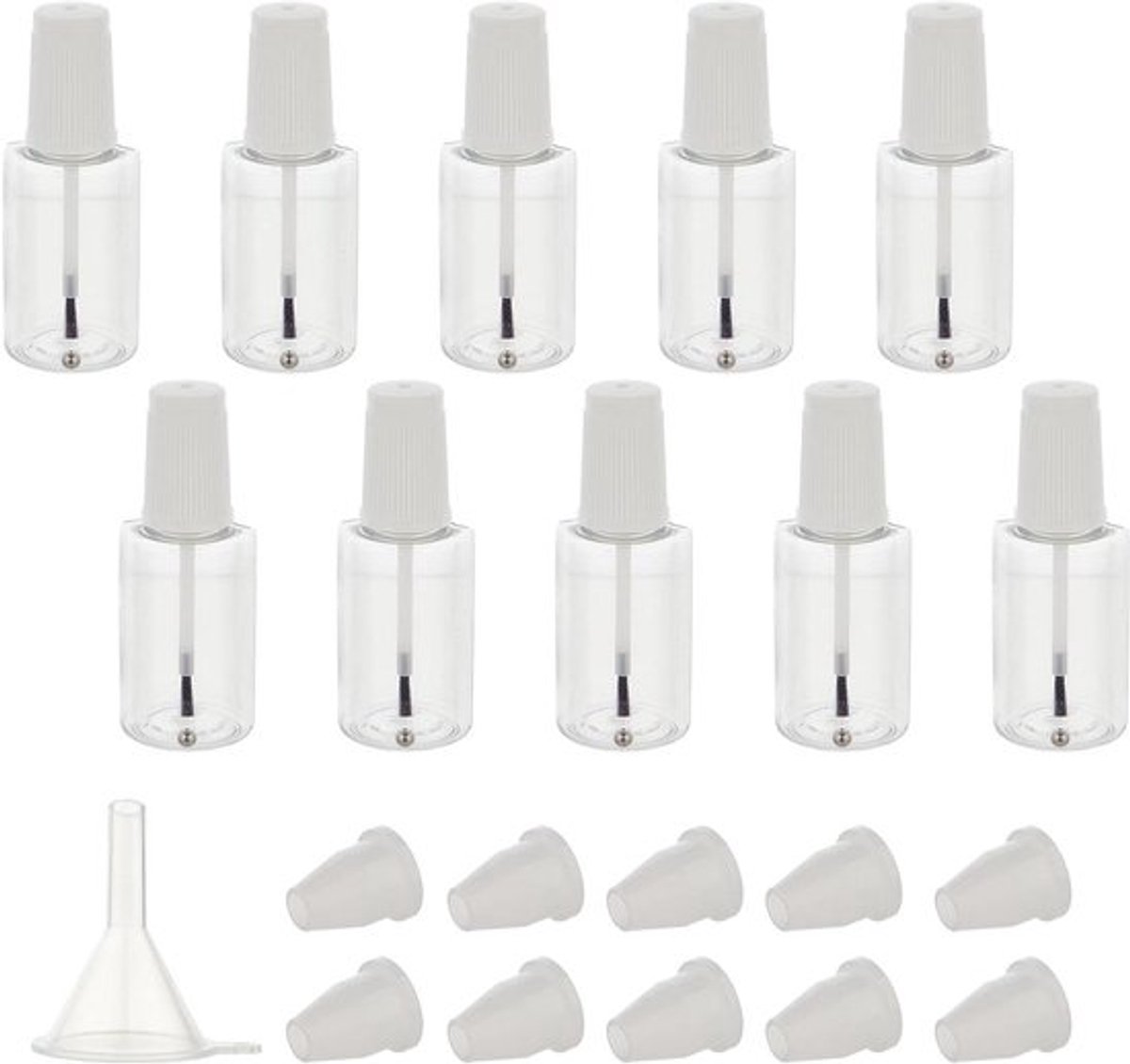 Lege navellakflesjes 20 ml met penseel en trechter