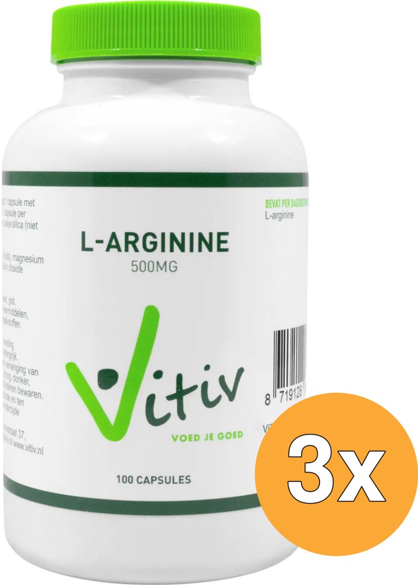 3x Vitiv L-Arginine 500 Mg (100 capsules)