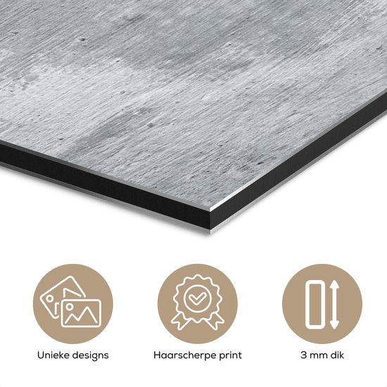 Aluminium schilderij 40x30 cm - Wanddecoratie metaal - Beton - Scheur - Grijs - Metalen muurdecoratie woonkamer - Decoratie industrieel - Foto op dibond - Industriële accessoires slaapkamer