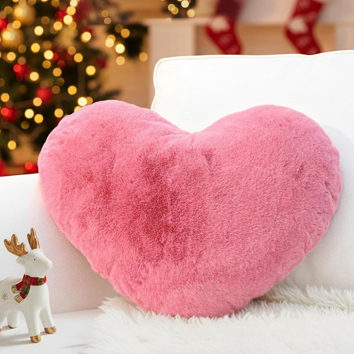 Heart Pillow, Light Pink Heart Shaped Pillow, Cuddly Pillow, Love Throw Pillow Aesthetic Plush Cushion for Living Room, Children's Room, Bedroom, Bed, Gift 38 x 48 cm