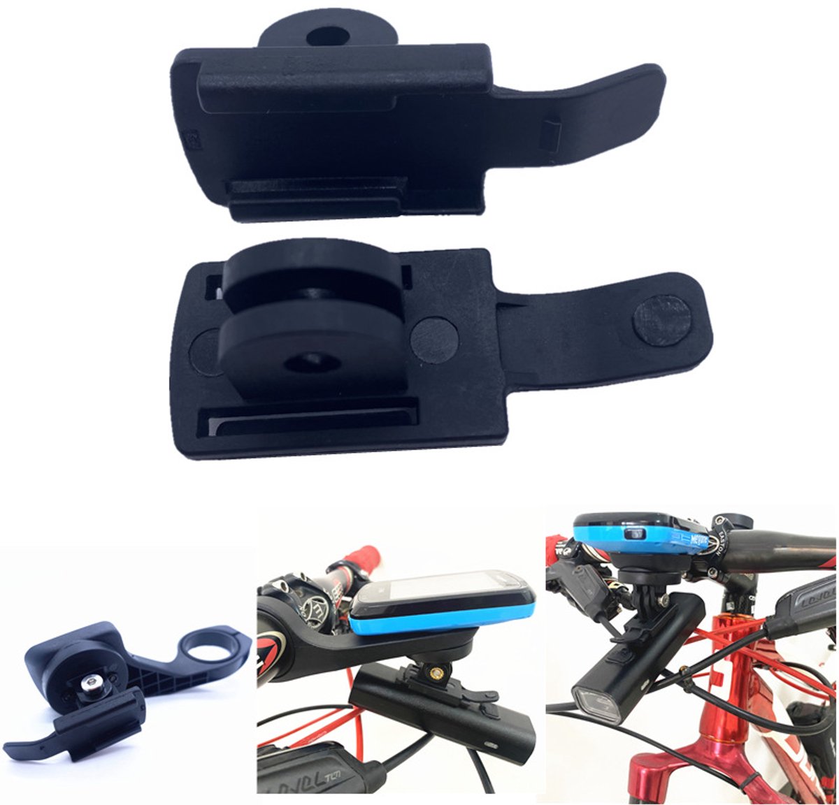 Adapterhouder voor fietskoplamp –Geschikt voor Rockbros RHL400/YQ200 koplampen – Verlengstuk voor fietscomputerhouder – 2-pack